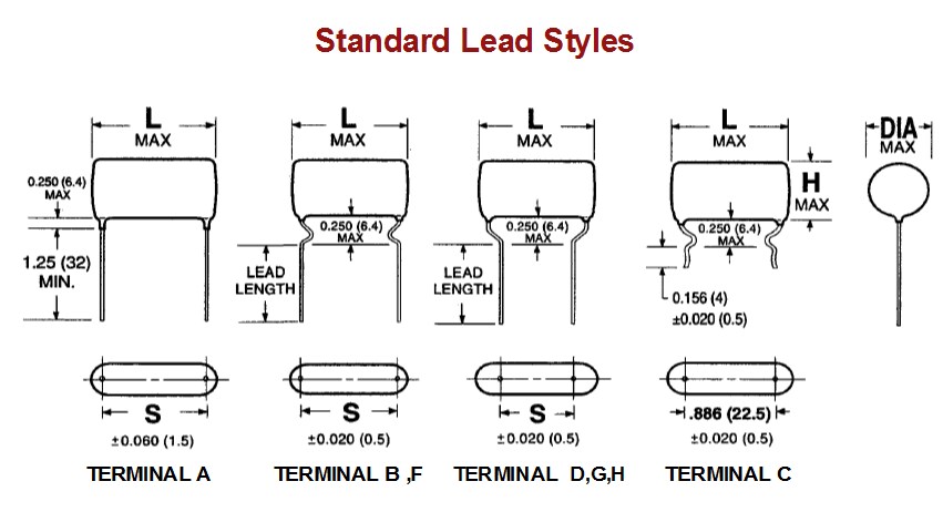 Mechanical Drawing - Cornell Dubilier (CDE) 715P Orange Drop® Film/Foil Capacitors Mechanical Drawing - Cornell Dubilier (CDE) 715P Orange Drop® Film/Foil Capacitors